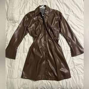 Brown Leather Zara Mini Dress